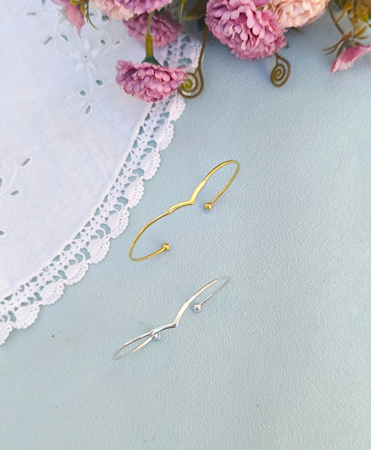Minimal Silver Bracelet, V Shaped Thin Bangle Bracelet,"Warrior" Bracelet