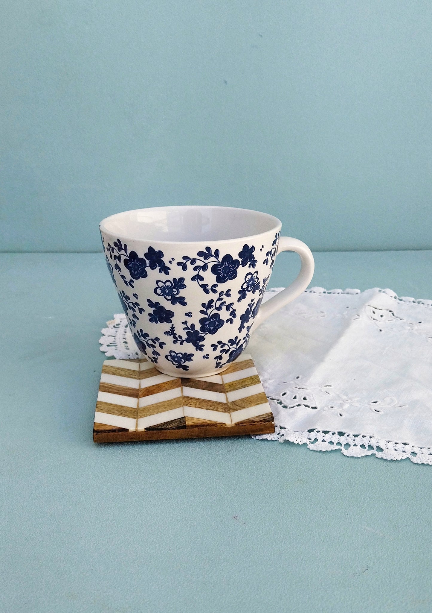 Bamboo And Mother Of Pearls Drink Coasters, Square Wooden Coasters, Set 2 Or 4