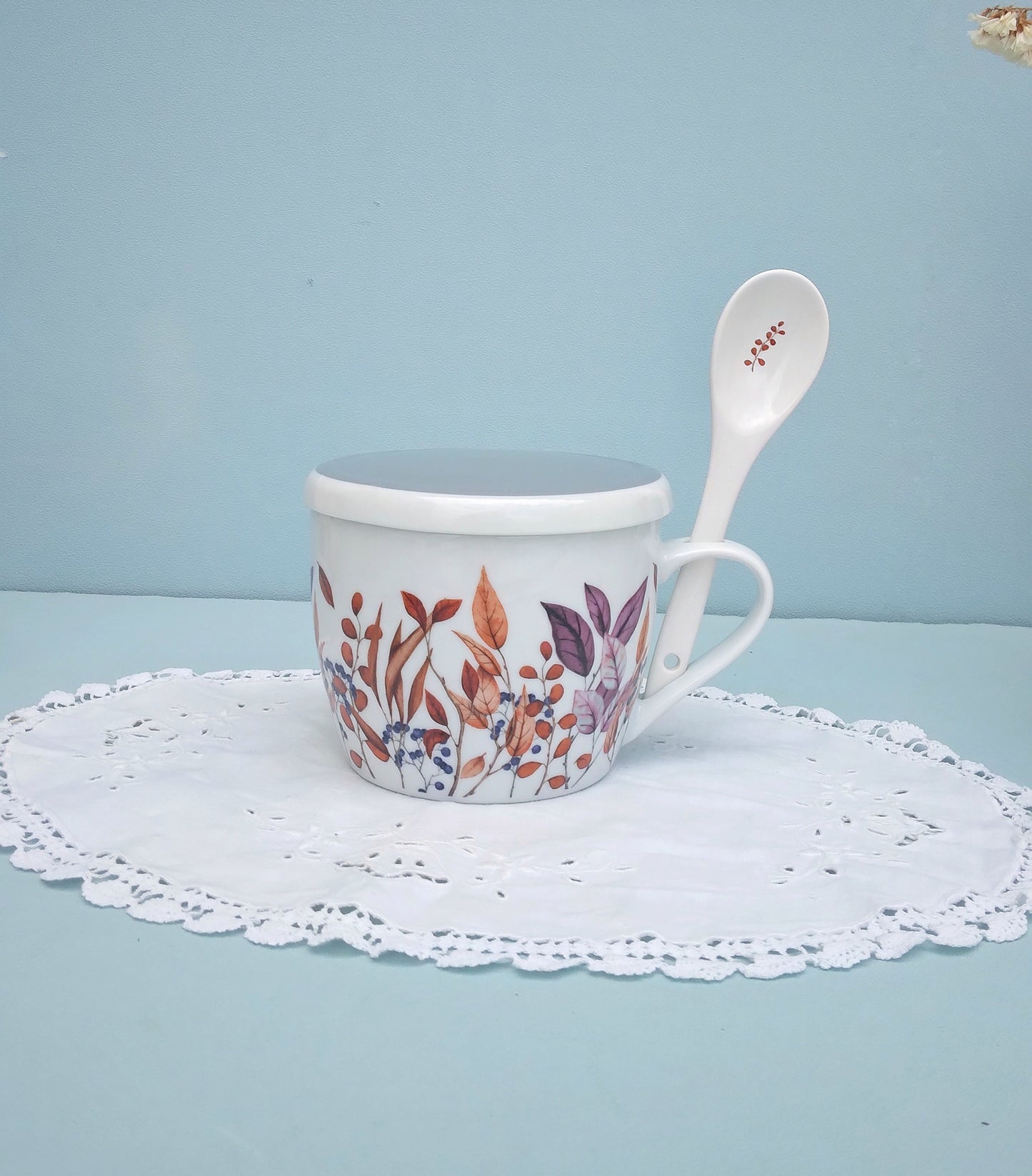 Cereal Bowl With Handle, Ceramic Soup Mug, Large Coffee Mug With Lid