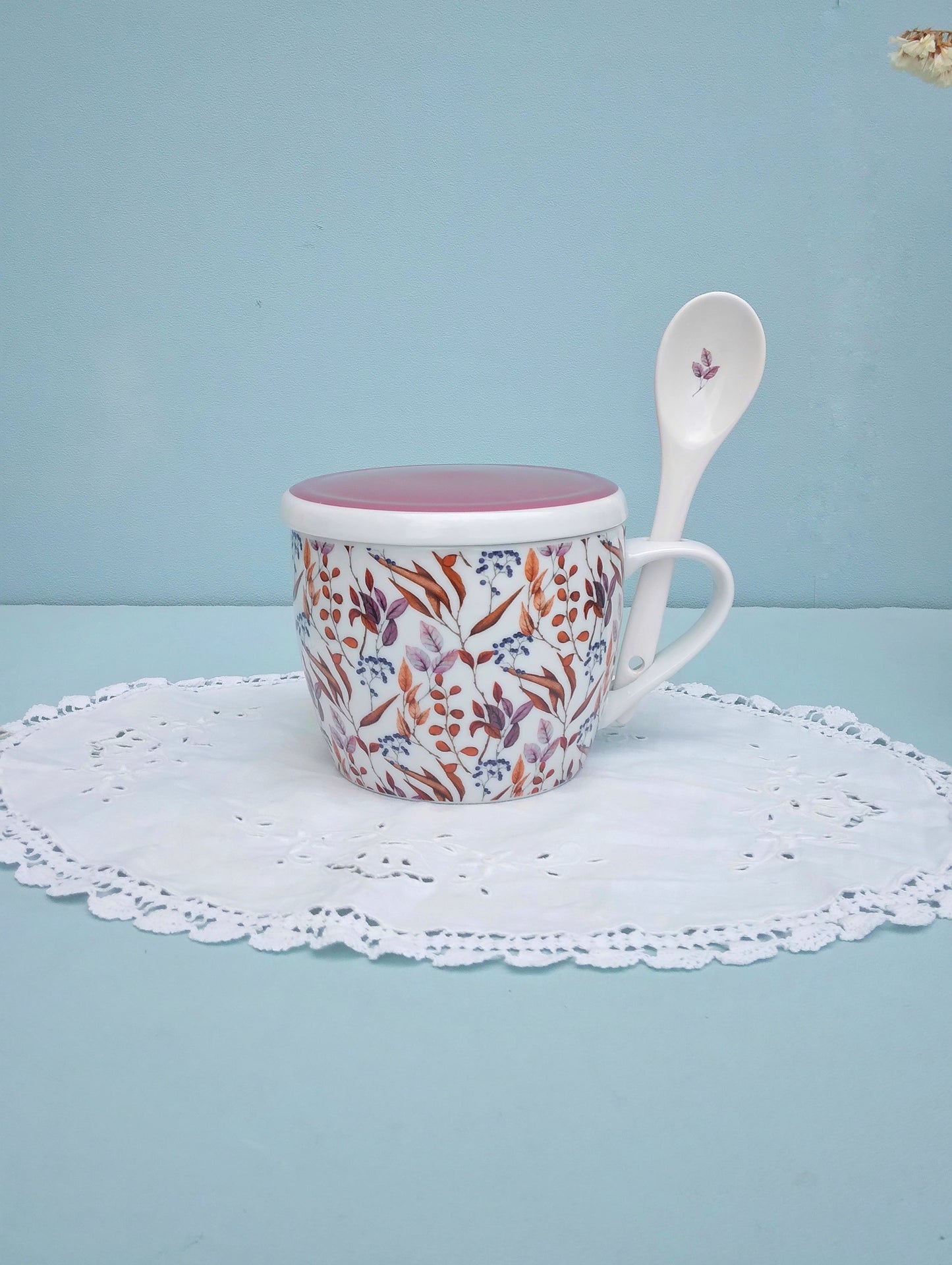 Cereal Bowl With Handle, Ceramic Soup Mug, Large Coffee Mug With Lid