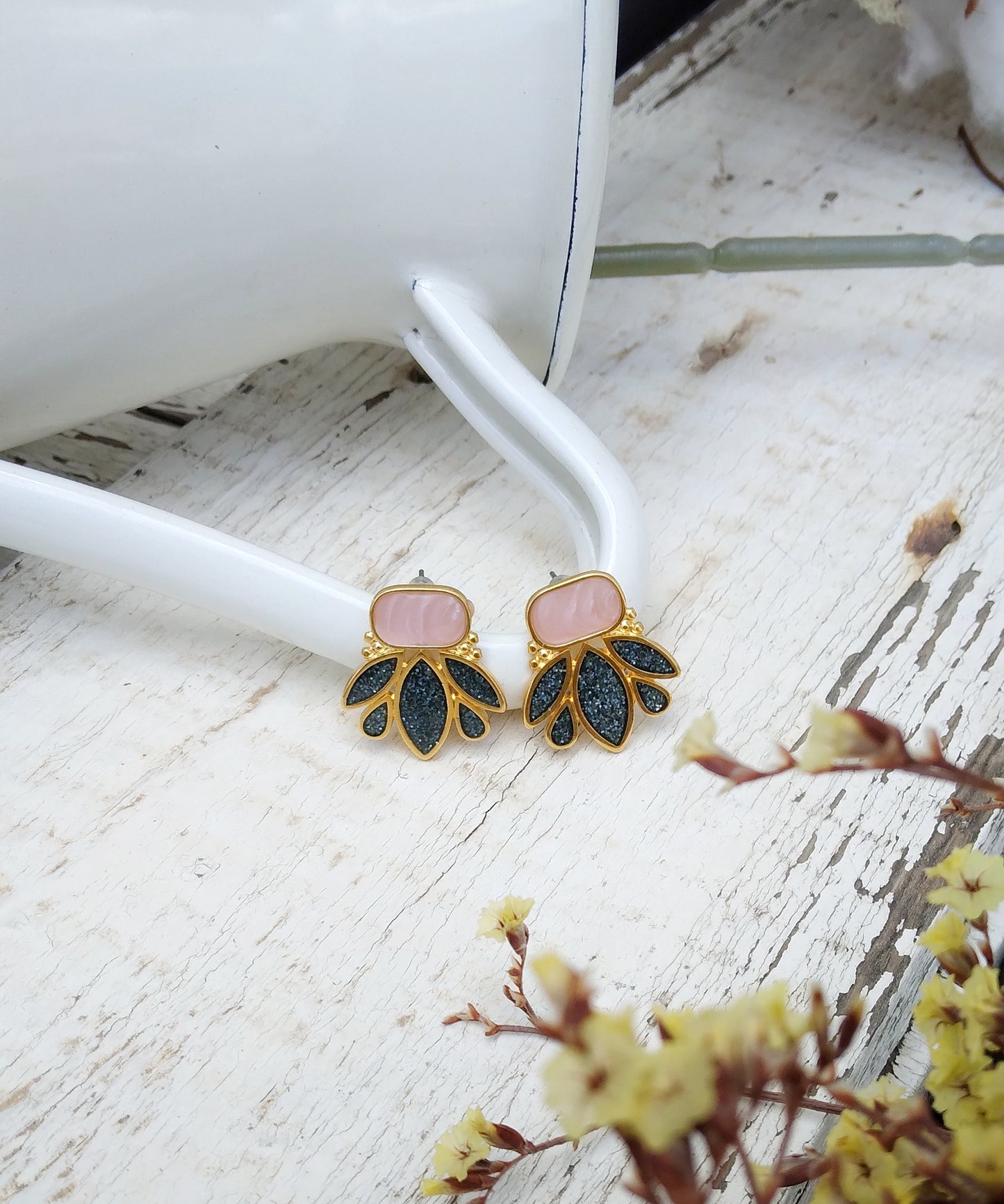 70s Disco Earrings, Enamel Stud Earrings