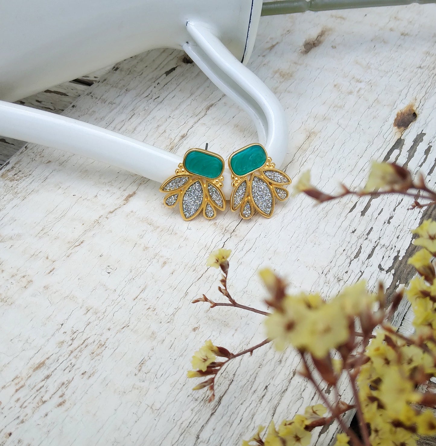 70s Disco Earrings, Enamel Stud Earrings