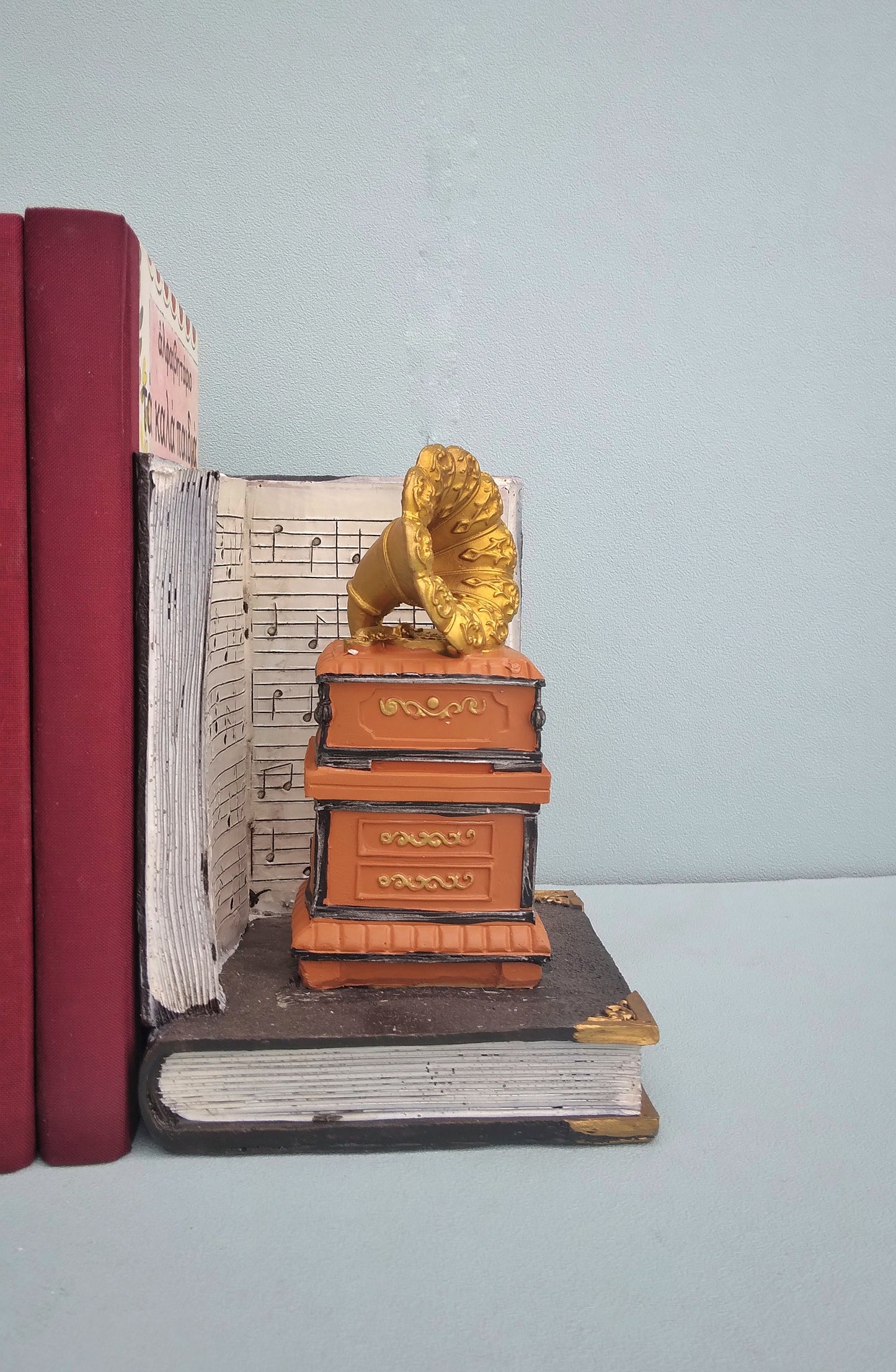 Gramophone Bookends, Retro Record Player Bookends From Polyresin
