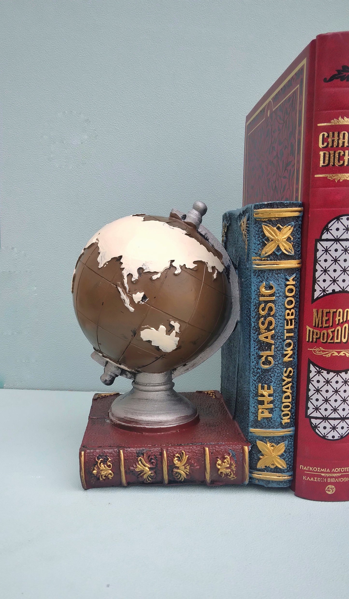 Globe Bookends, World Map Globe Book Support