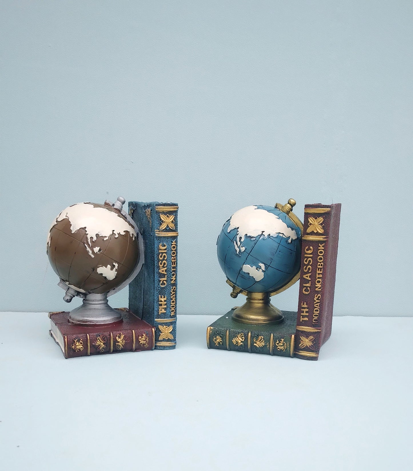 Globe Bookends, World Map Globe Book Support