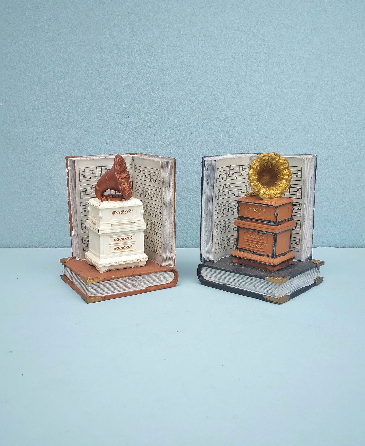 Gramophone Bookends, Retro Record Player Bookends From Polyresin