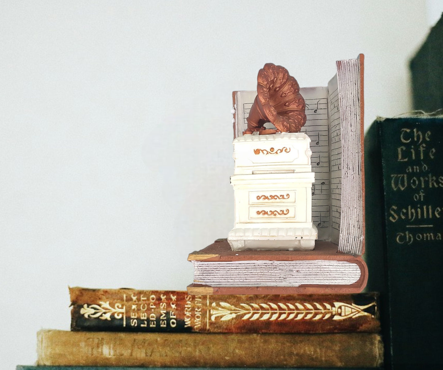 Gramophone Bookends, Retro Record Player Bookends From Polyresin