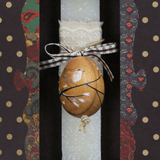 Easter Candle with Painted Egg Ornament