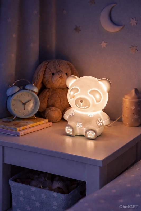 Porcelain Table Lamp, Cute Bear Nightstand Lamp For Kids Room