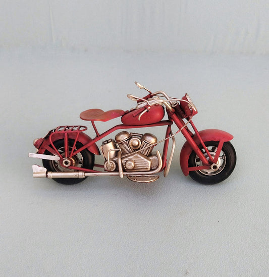Red Miniature Motorcycle, Retro Collectible Metal Motorcycle