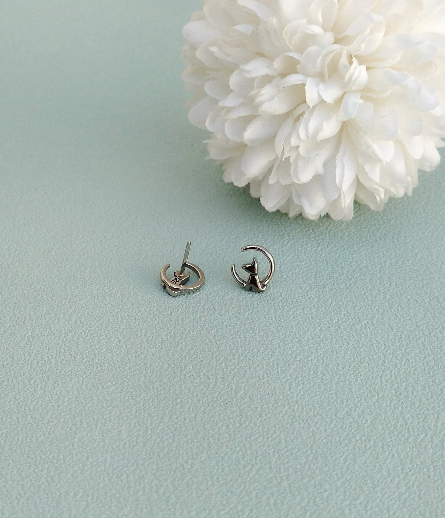 Dog On The Moon Silver Stud Earrings