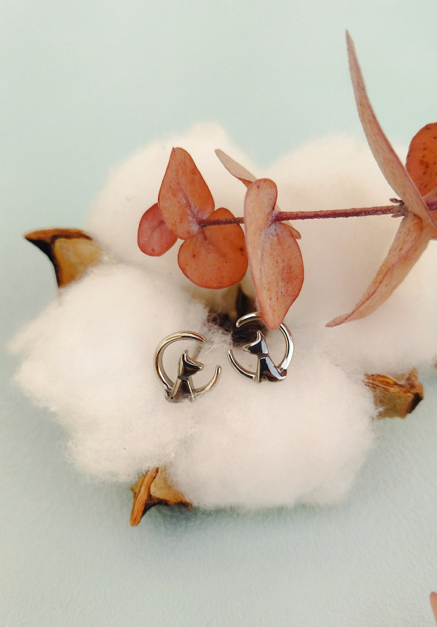 Dog On The Moon Silver Stud Earrings