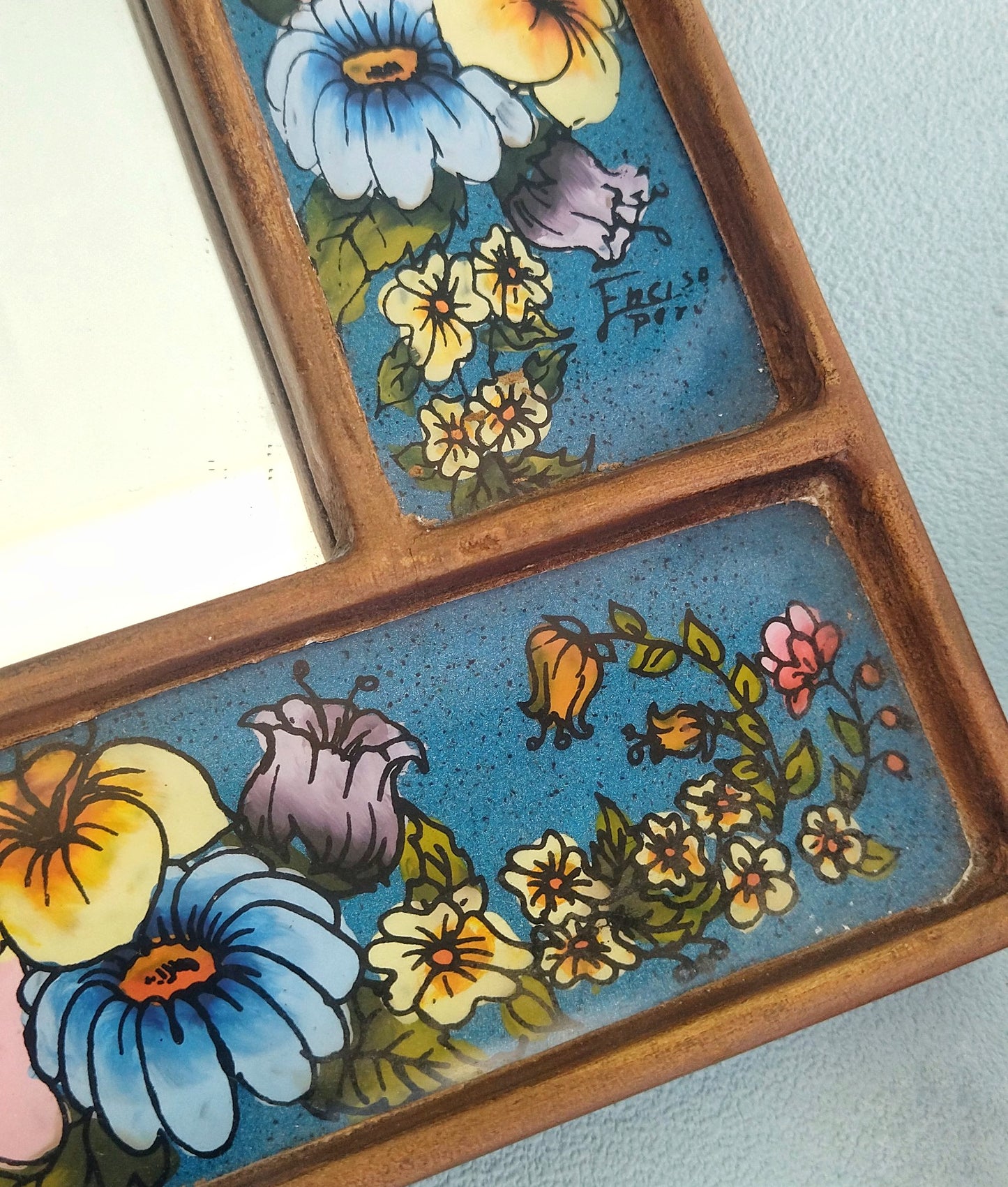 Small Stained Glass Wall Mirror, Stained Glass Accent Mirror