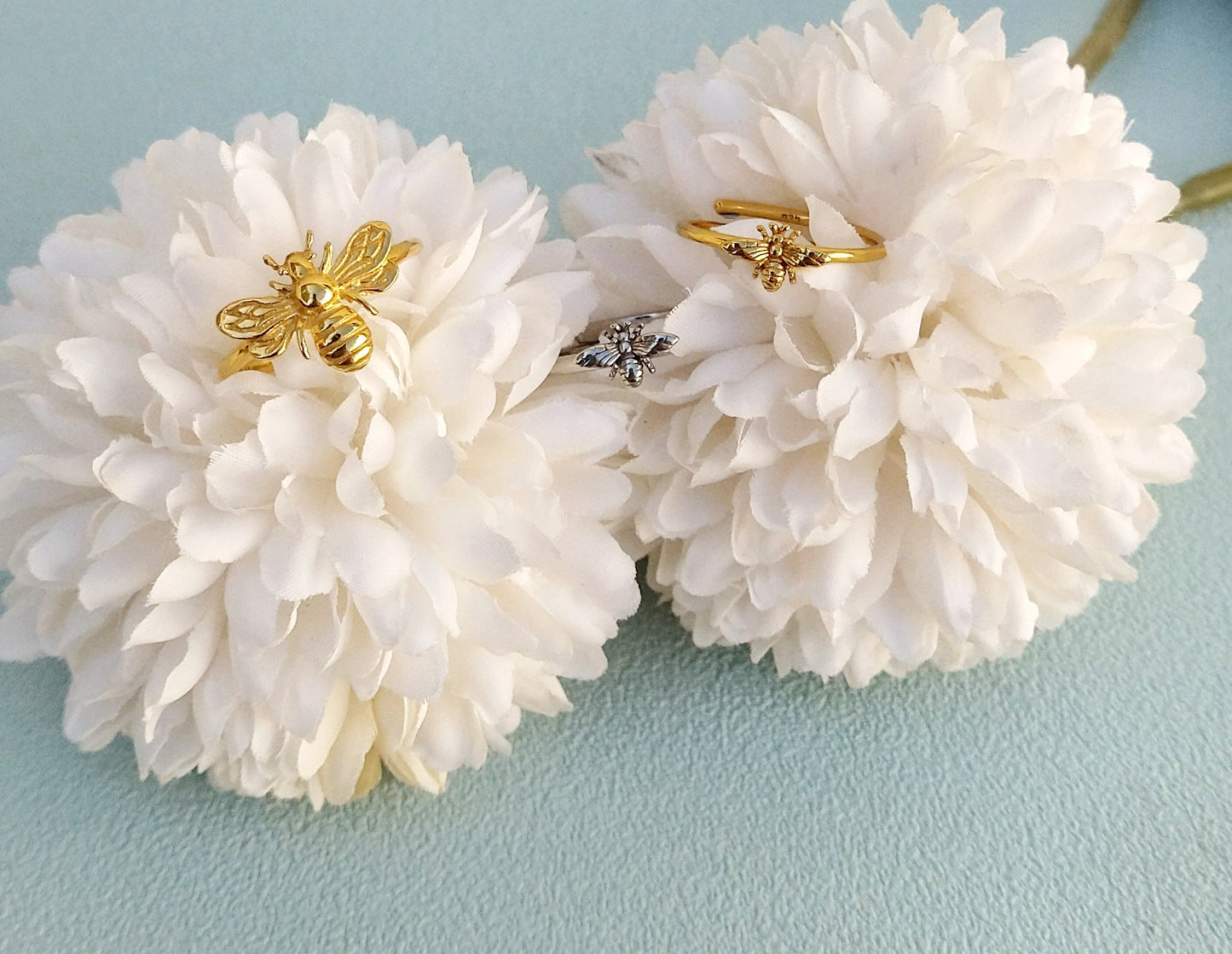 Adjustable Bee Ring, Gold Plated Or Sterling Silver Open Ring