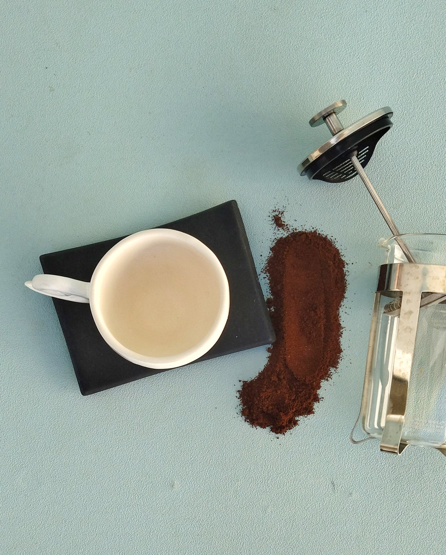 Handmade Coffee Mug, White Ceramic Mug With Black Saucer