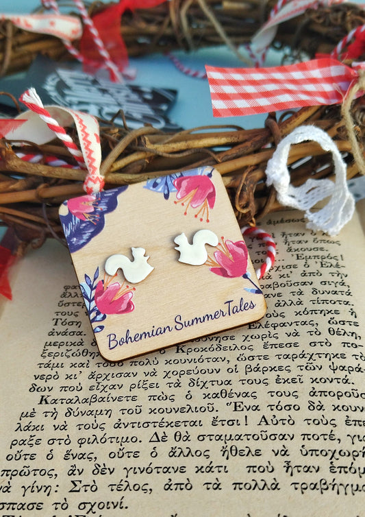 Squirrel Stud Earrings, Enchanted Forest Animals Jewelry