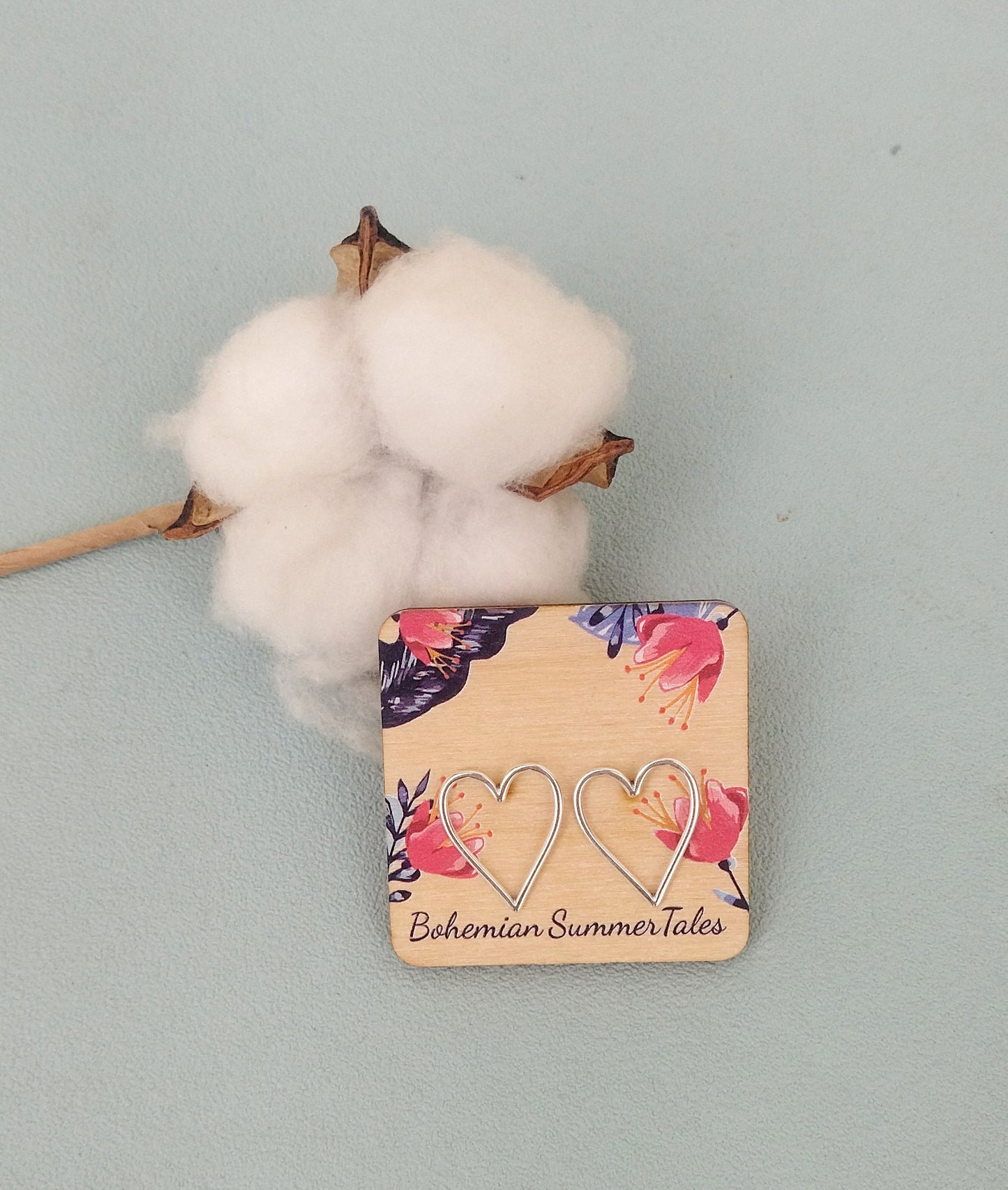 Silver Heart Stud Earrings