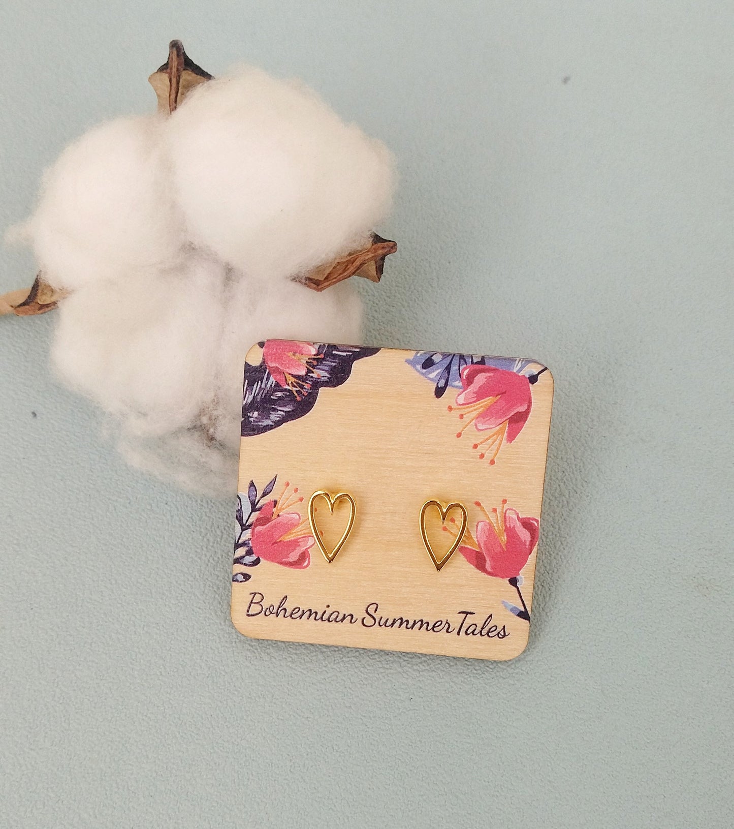 Tiny Gold Heart Stud Earrings