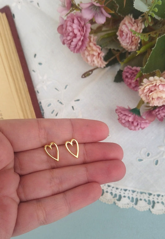 Tiny Gold Heart Stud Earrings