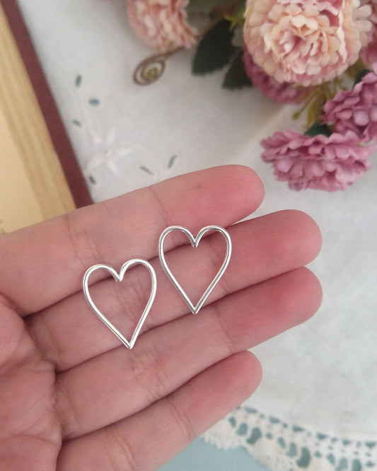 Silver Heart Stud Earrings
