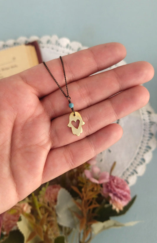 Hamsa Necklace, Hand Of Fatima Protection Necklace