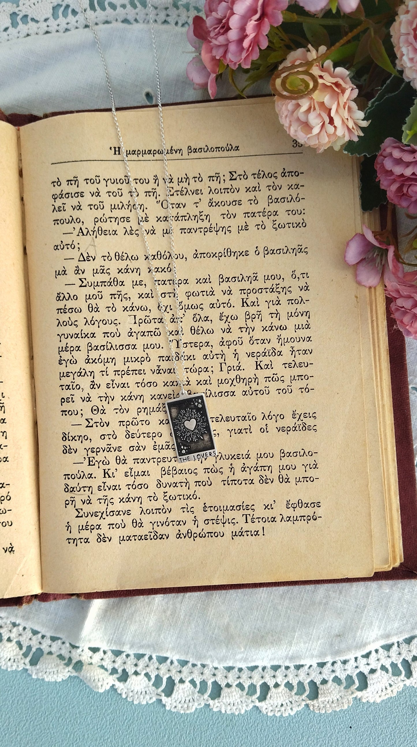 "The Lovers" Tarot Card Necklace
