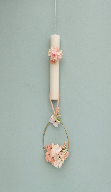 Easter Candle Floral Egg with Bunny