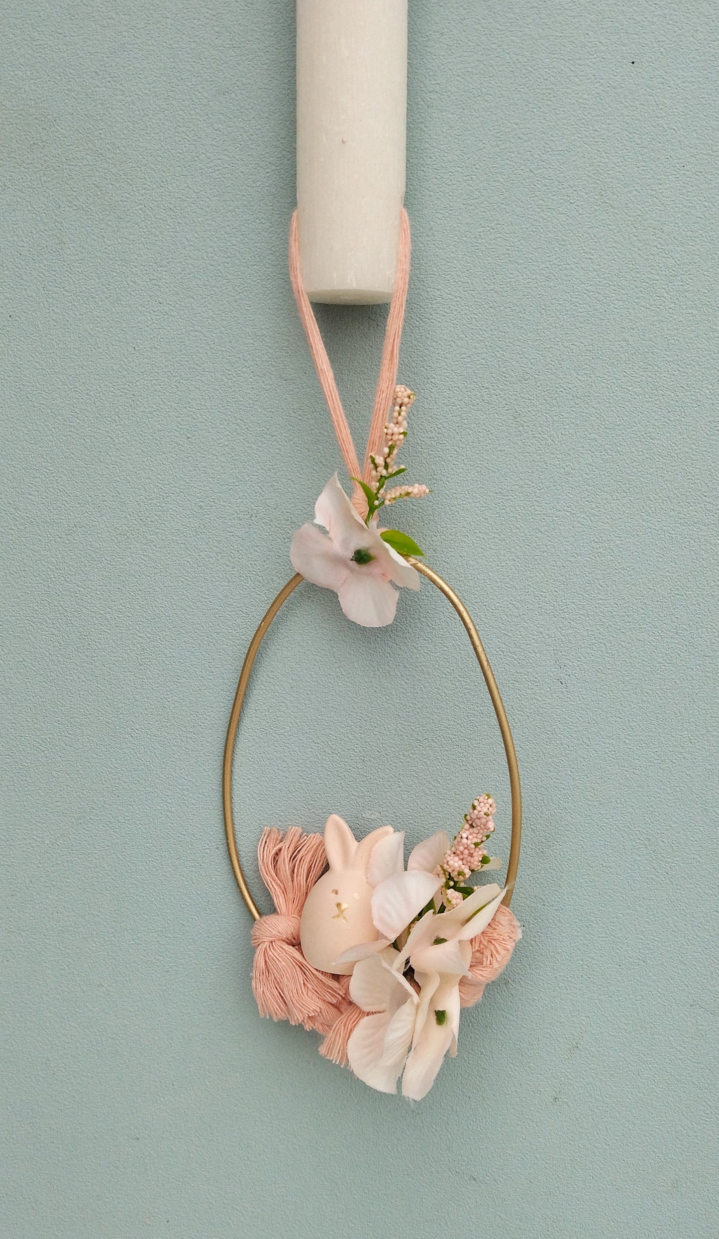 Easter Candle Floral Egg with Bunny