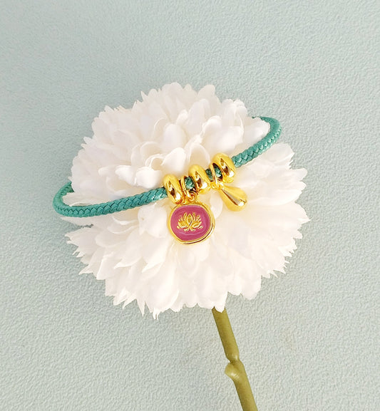 Personalized Lotus Flower Bangle Bracelet, July Birth Month Flower Jewelry Gift