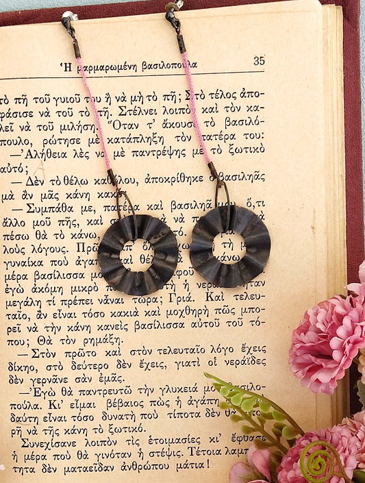 Oxidized Silver Contemporary Earrings, Twisted Long Earrings