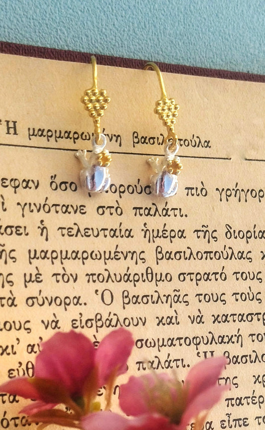 Prince Frog Gold Silver Dangle Earrings