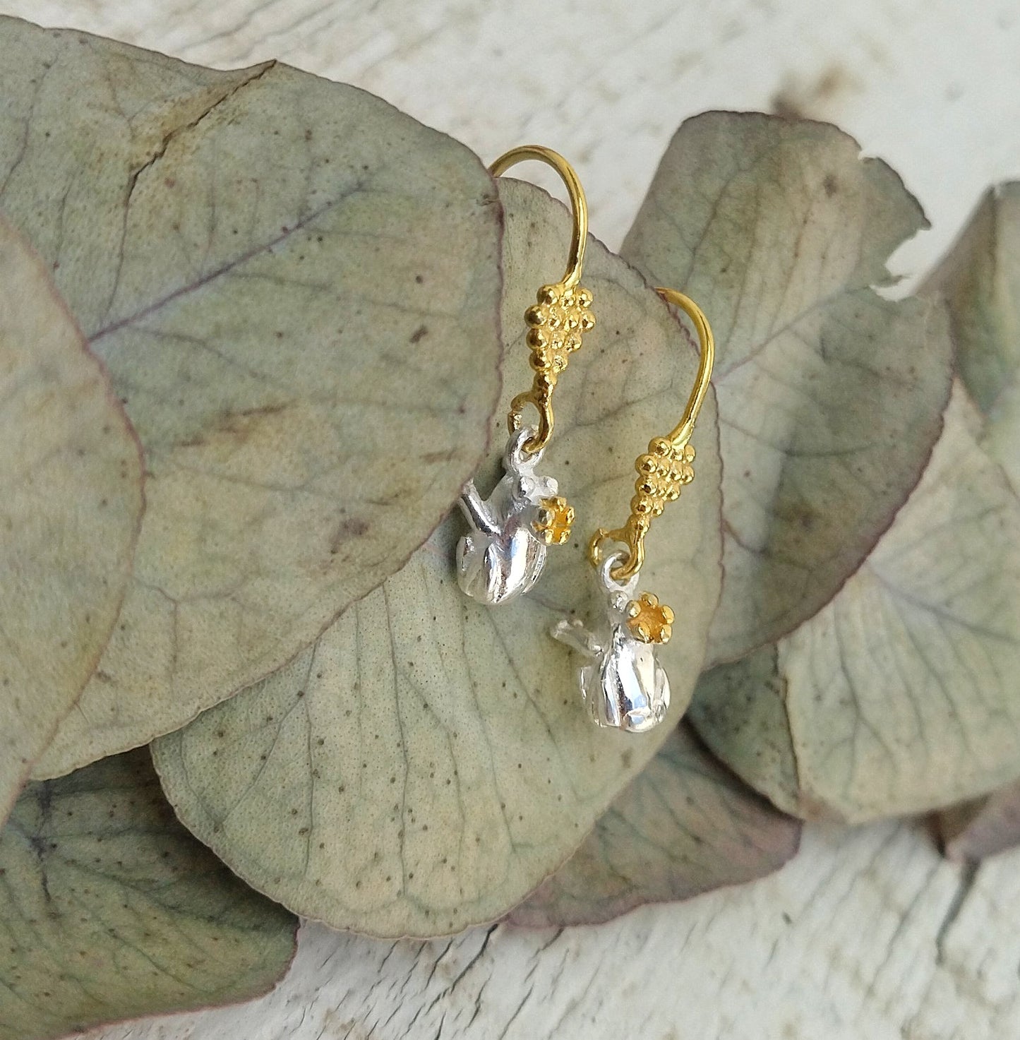 Prince Frog Gold Silver Dangle Earrings