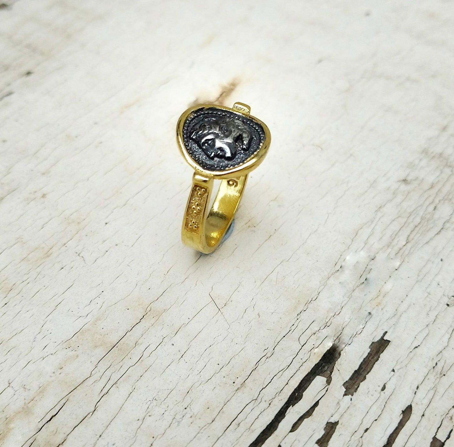 Ancient Greek Coin Ring With Alexander The Great, Unisex Signet Ring