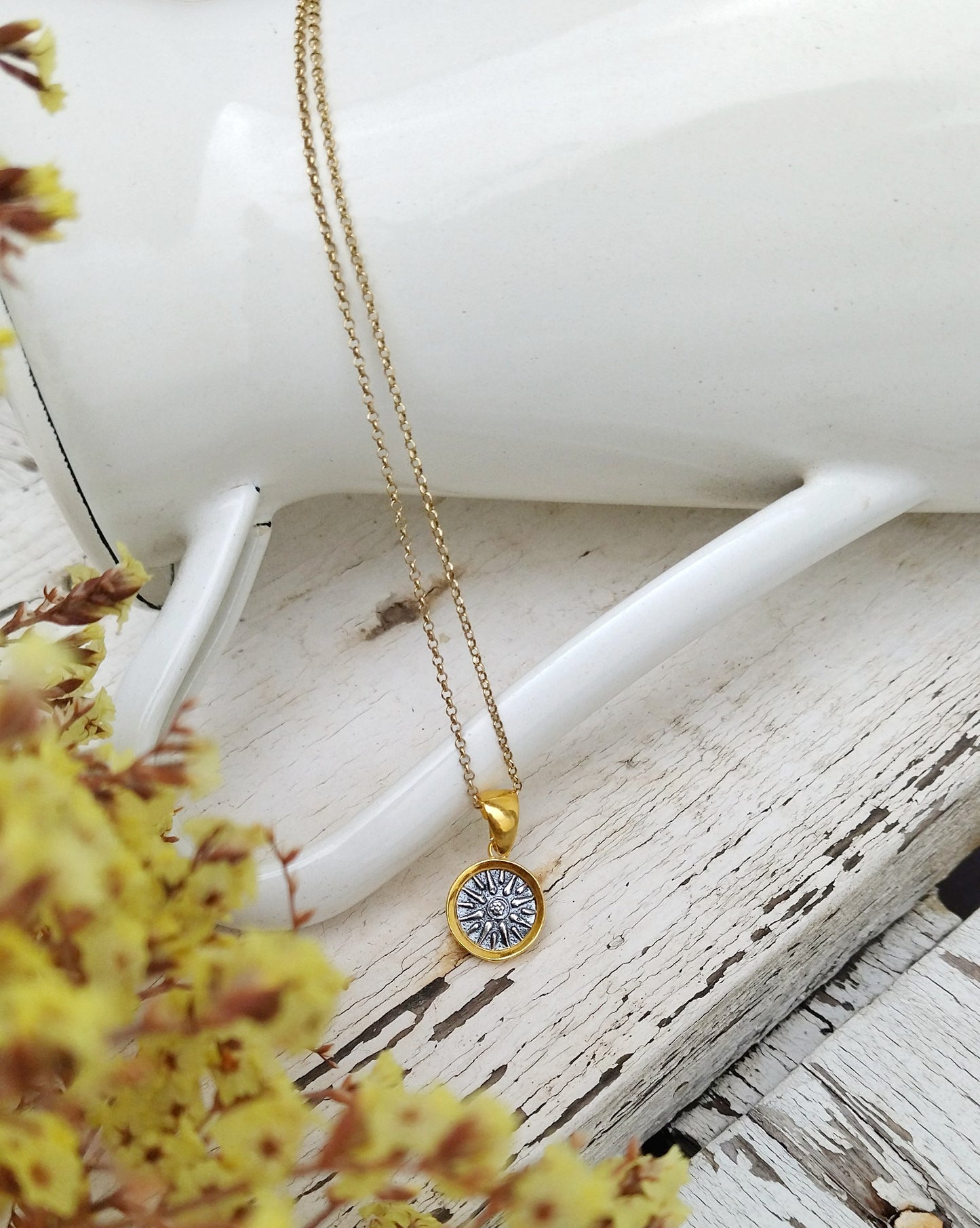 Replica Coin Of Vergina Sun Necklace, Ancient Greek Unisex Jewelry