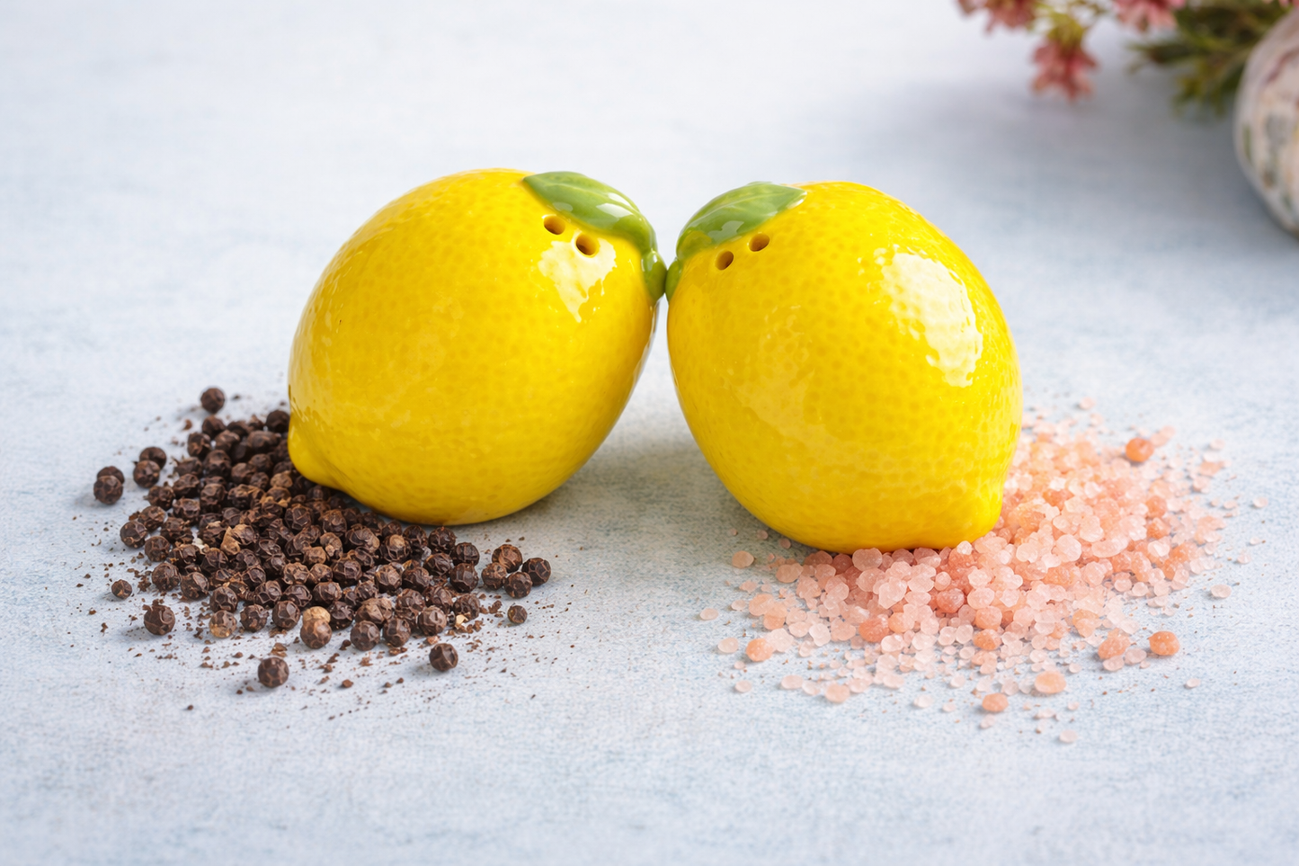 Ceramic Salt And Pepper Shakers, Porcelain Lemon Salt And Pepper Set, Amalfi Coast Kitchen Decor
