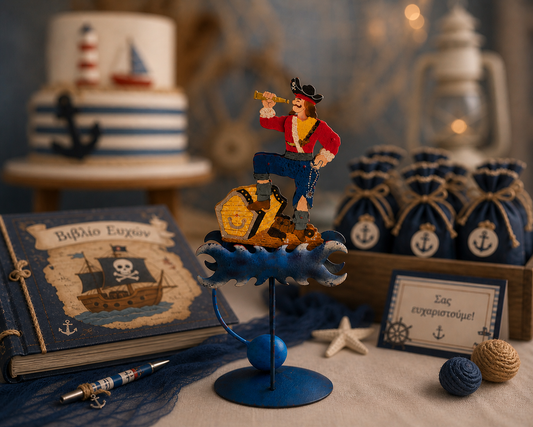 Pendulum Metal Pirate Treasure Chest, Retro Style Collectible Toy, Never Neverland Theme Baptism Decorations