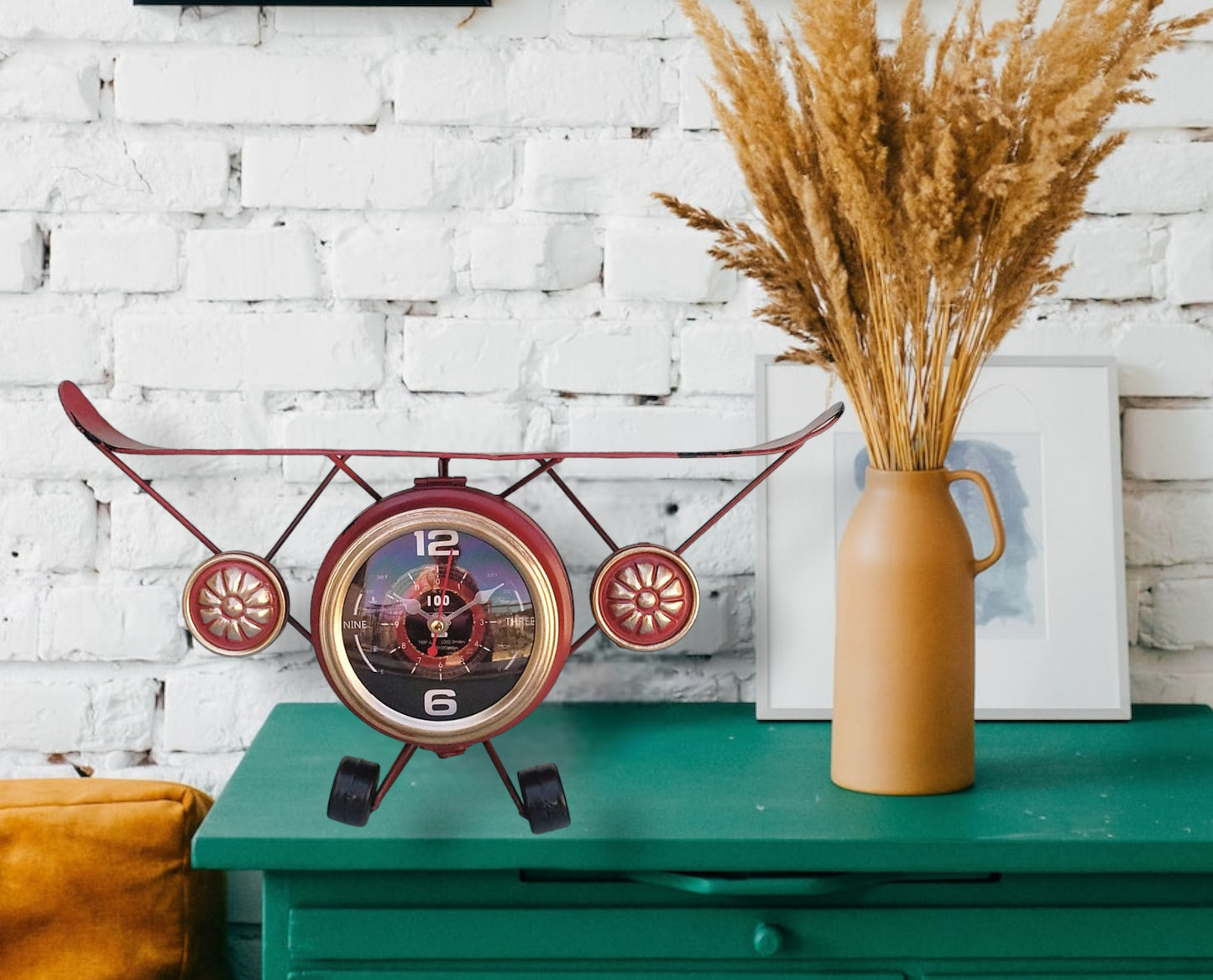 Airplane Metal Desk Clock