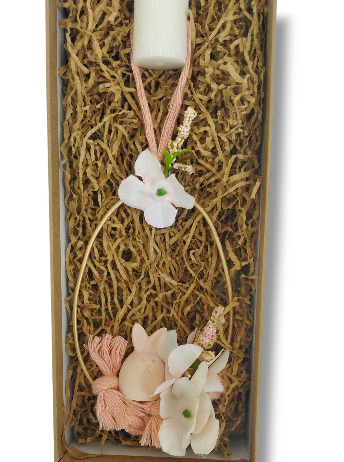 Easter Candle Floral Egg with Bunny