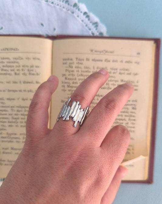 Stainless Steel Chunky Ring, Paint Drops Band Ring