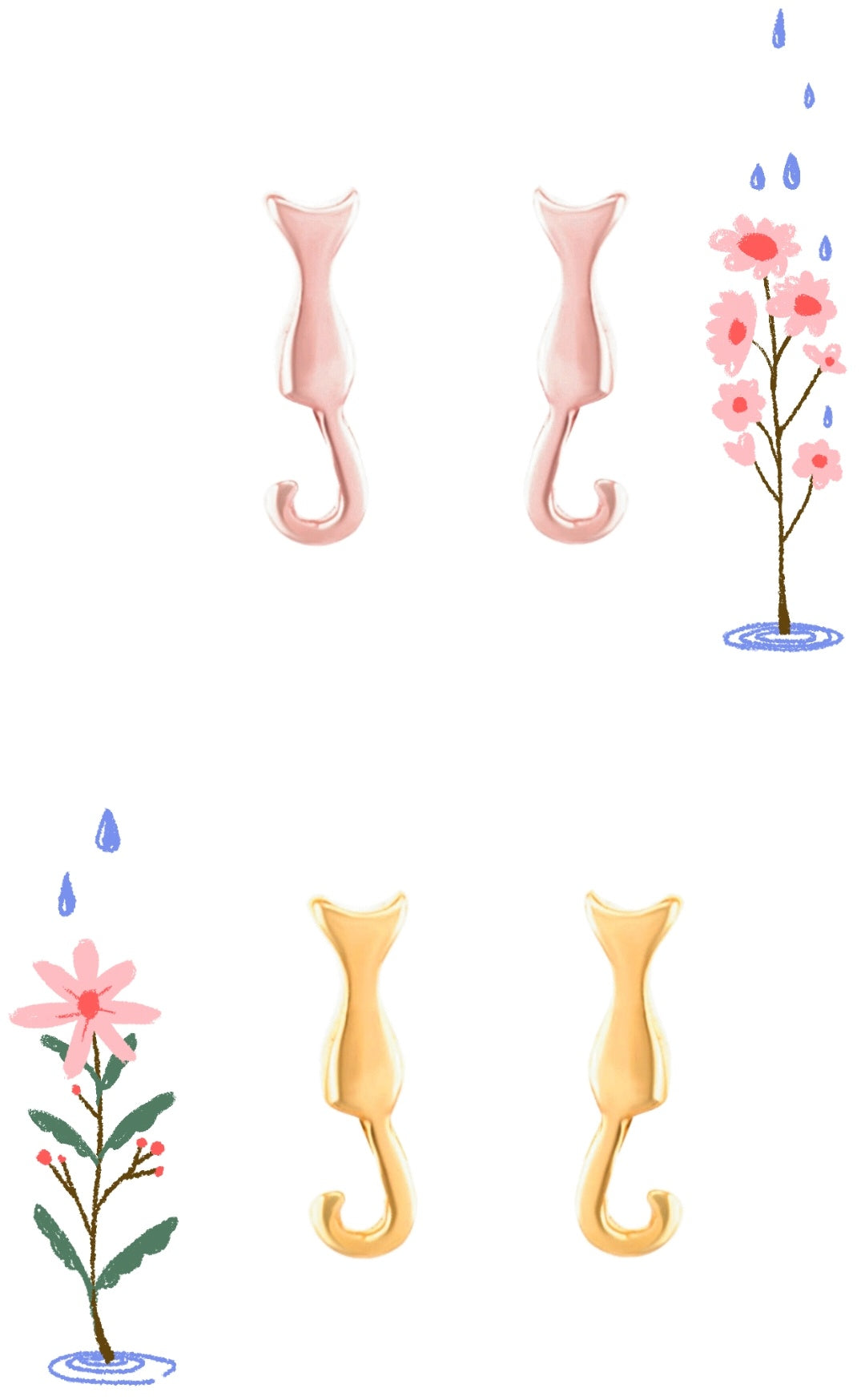 Silver Cat Stud Earrings / Save Stray Animals With Us