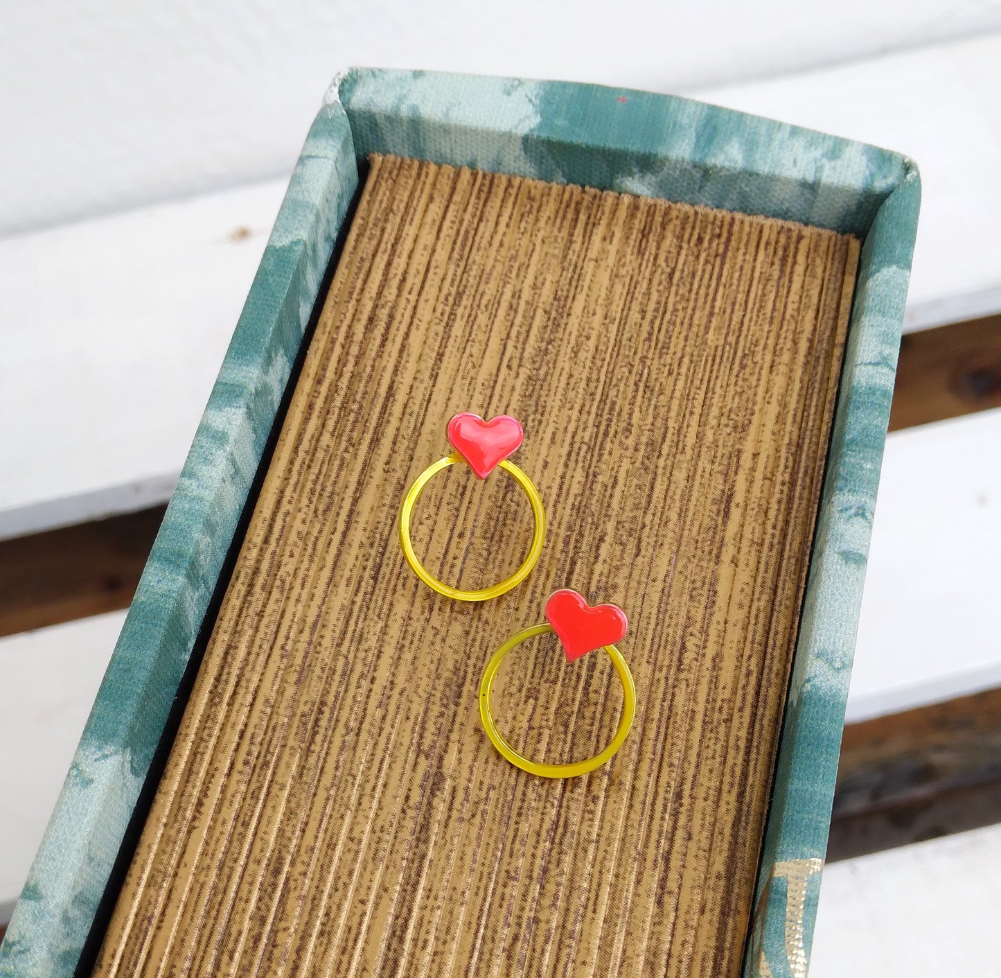 Heart Stud Earrings With Enamel, Circle Heart Earrings, Love Gifts For Her