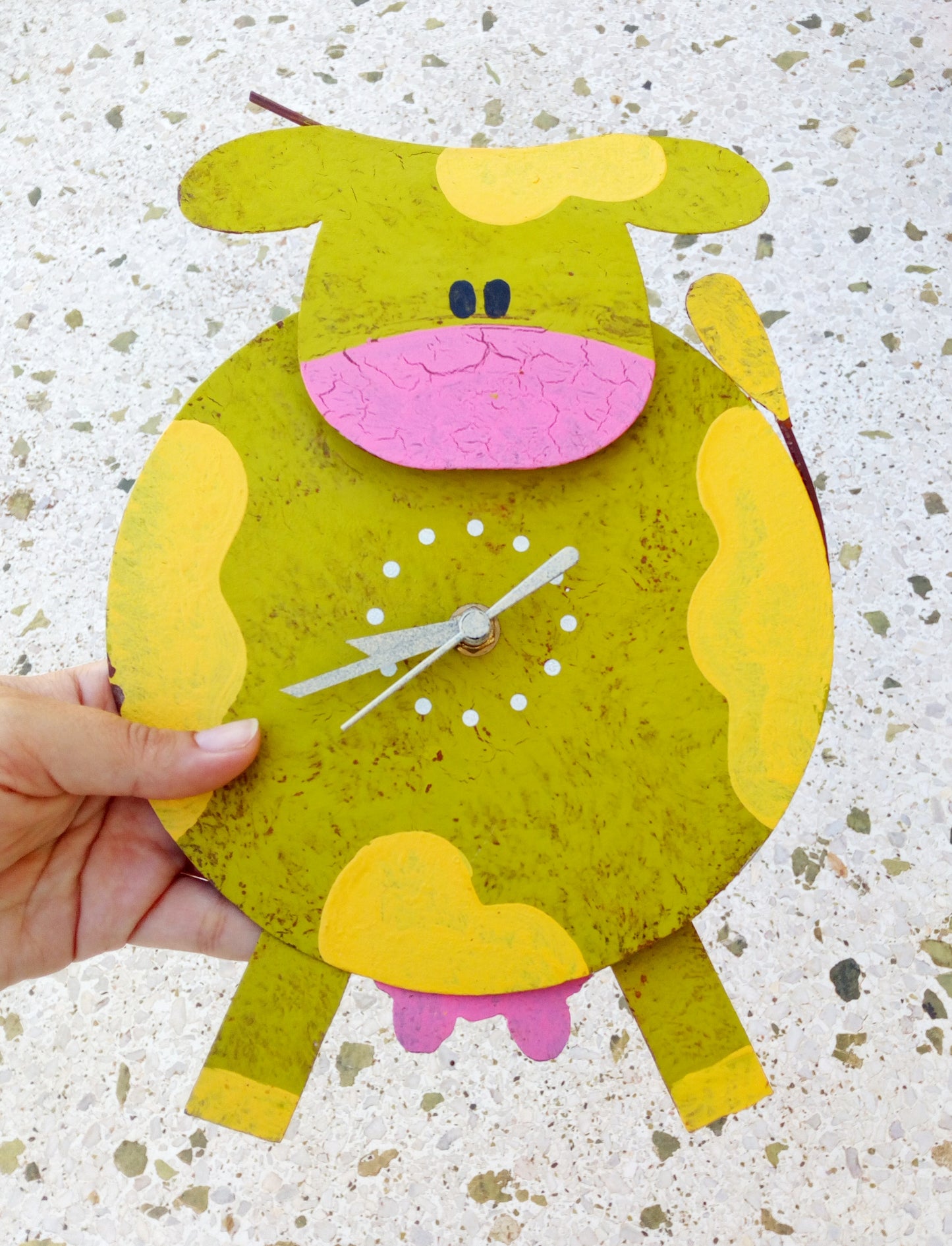Handmade Metal Cow Clock, Farm Nursery Decor