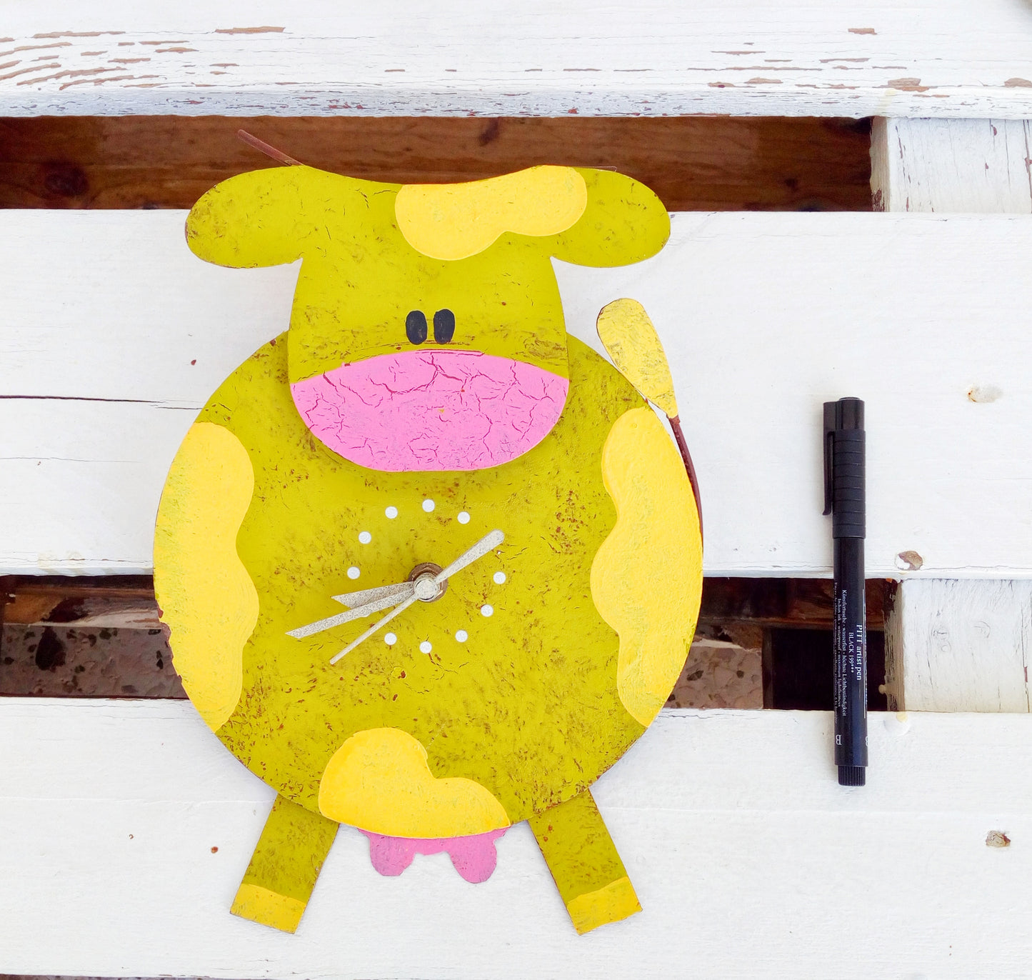 Handmade Metal Cow Clock, Farm Nursery Decor