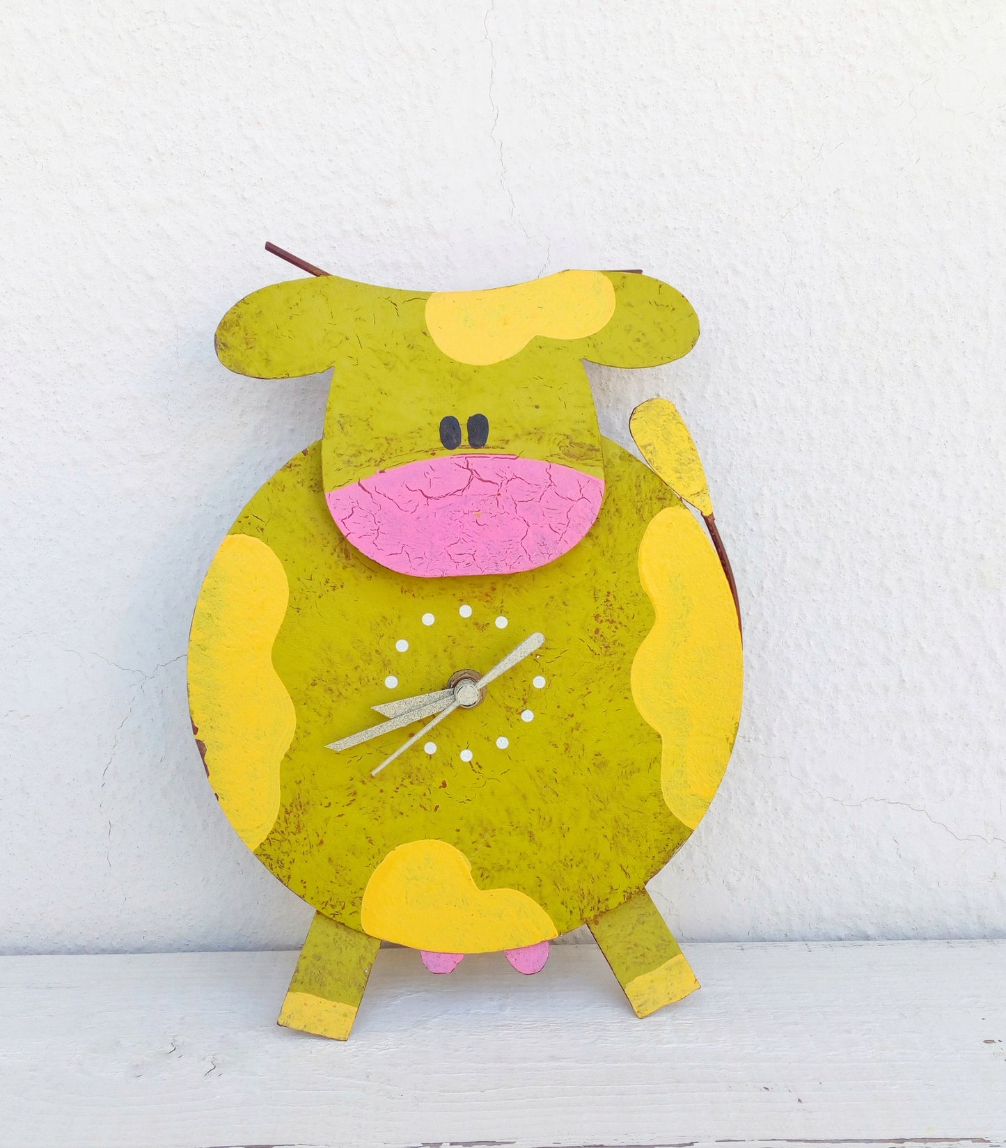 Handmade Metal Cow Clock, Farm Nursery Decor
