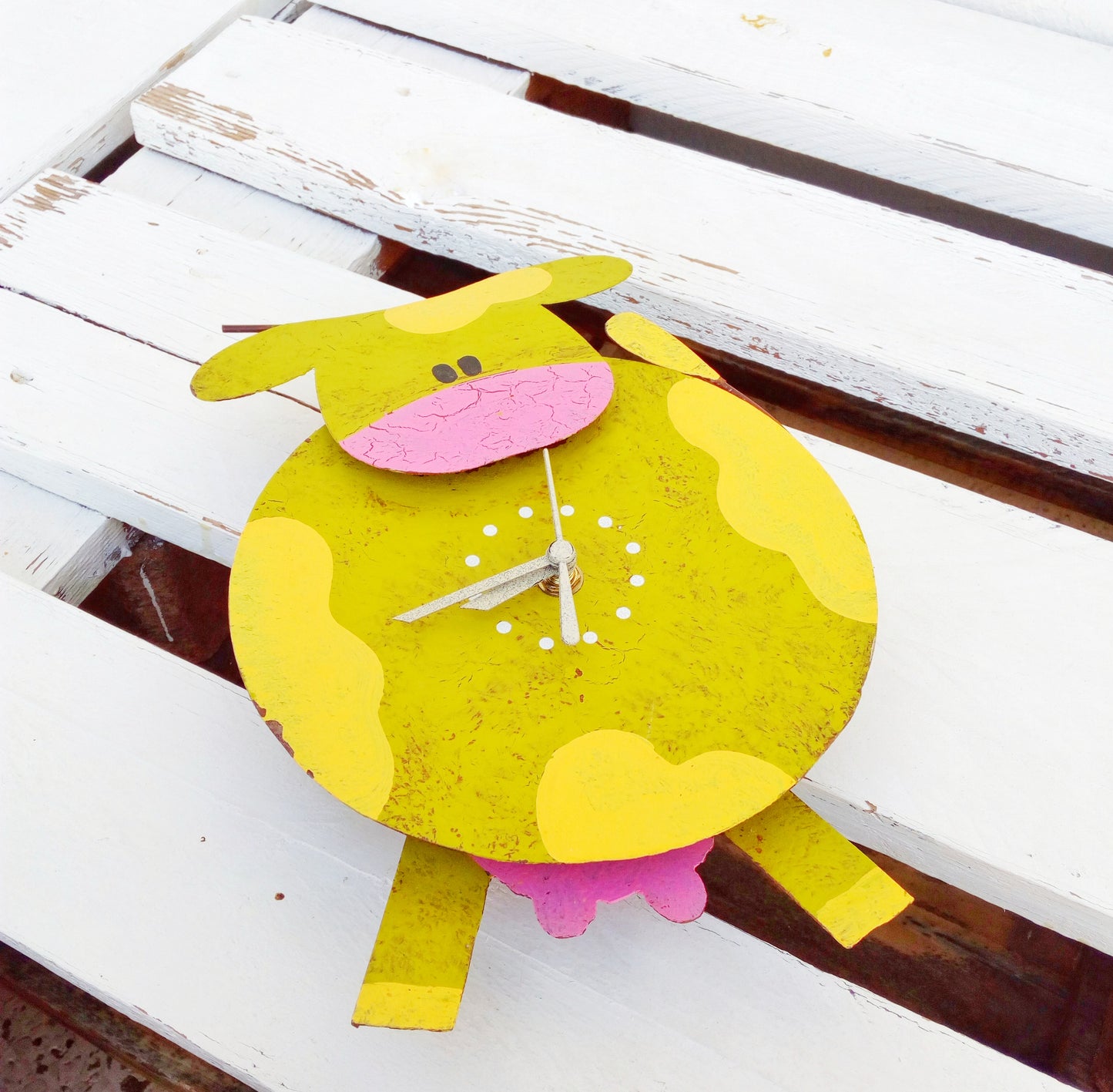 Handmade Metal Cow Clock, Farm Nursery Decor