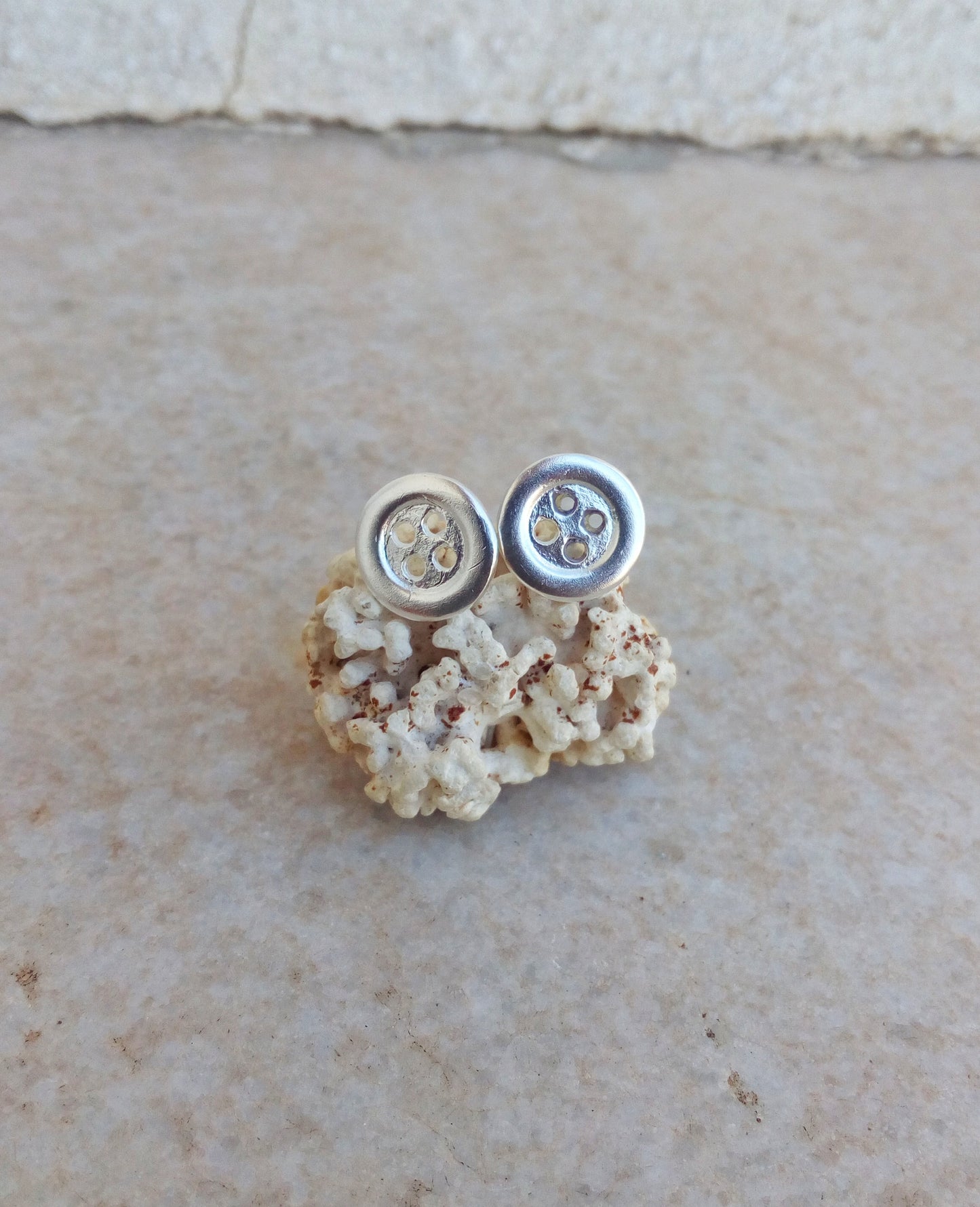 Sterling Silver Button Stud Earrings, Cute Post Earrings For Little Girl