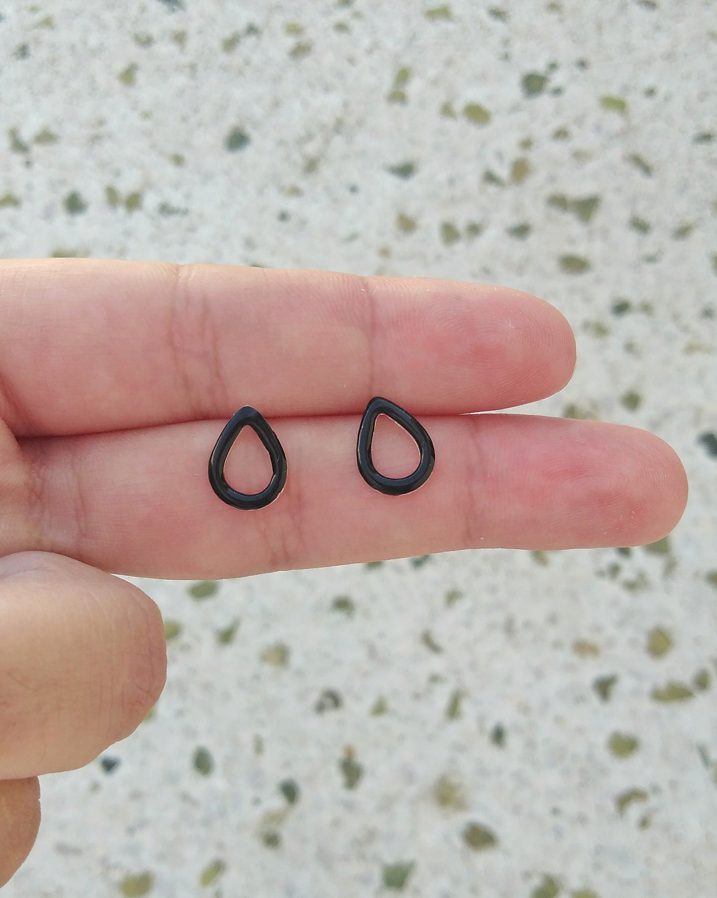 Teardrop Stud Earrings, Unisex Black Stud Earrings, Raindrop Jewellery
