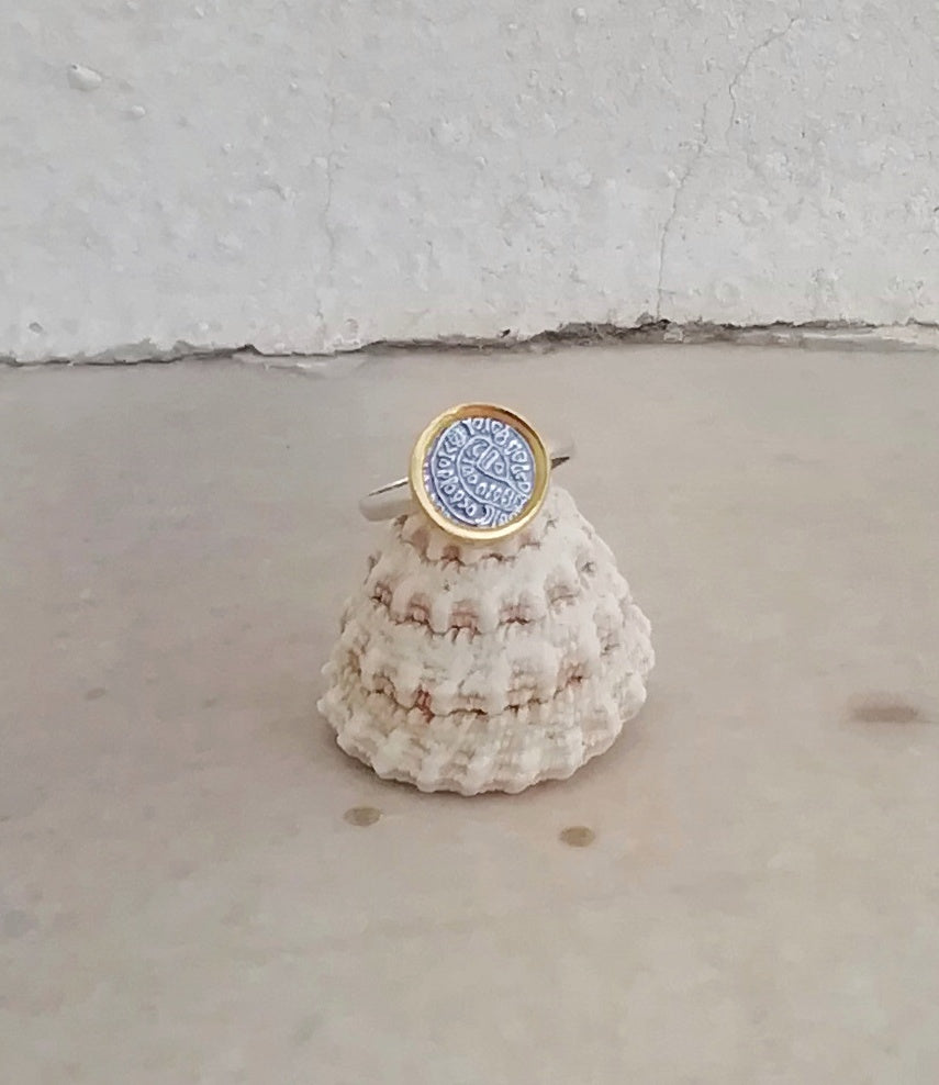 Silver Signet Ring , Ancient Greek Coin Ring, Dainty Boho Jewelry Gift For