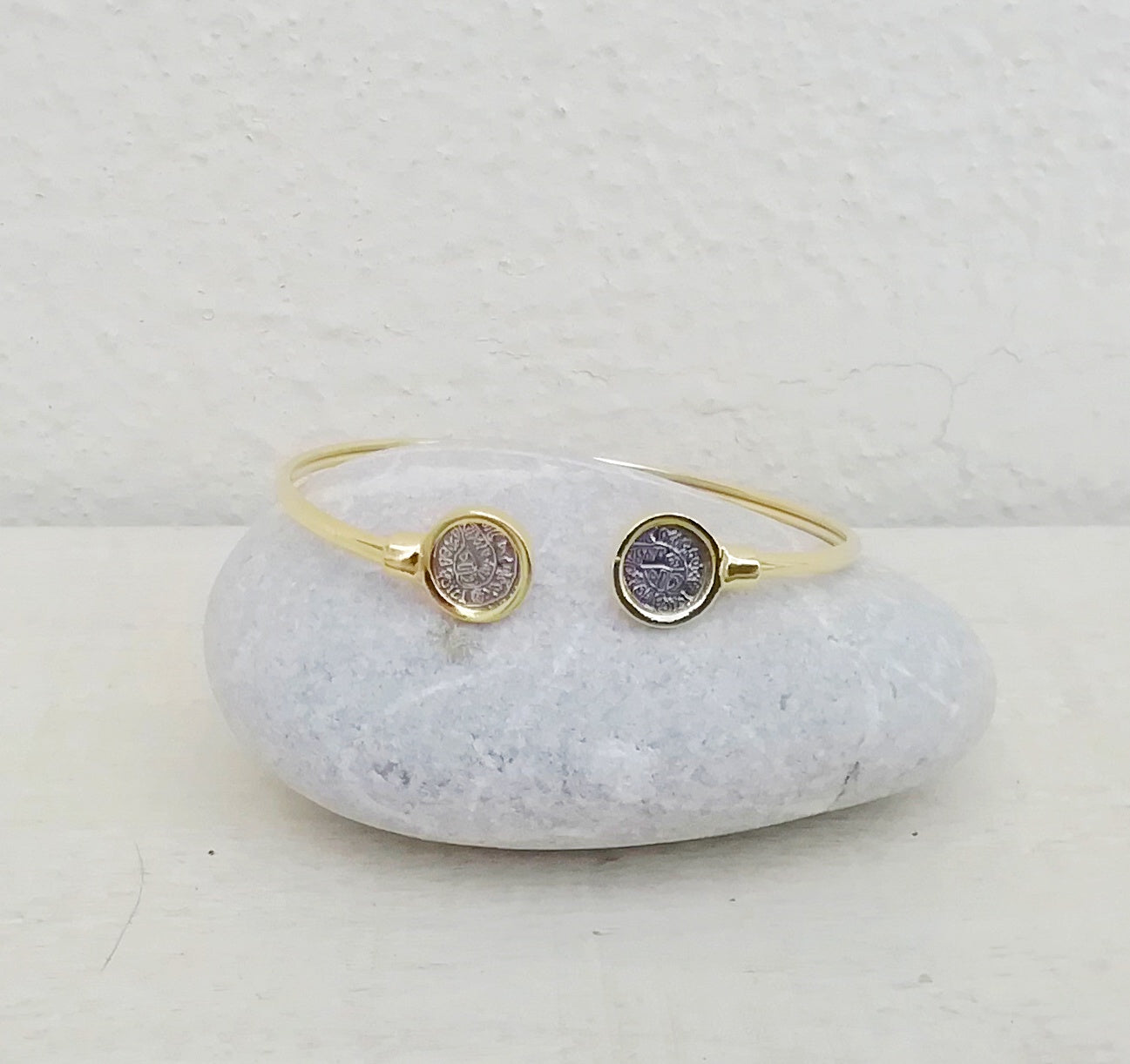 Gold Cuff Signet Bracelet, Ancient Greek Coin Bracelet