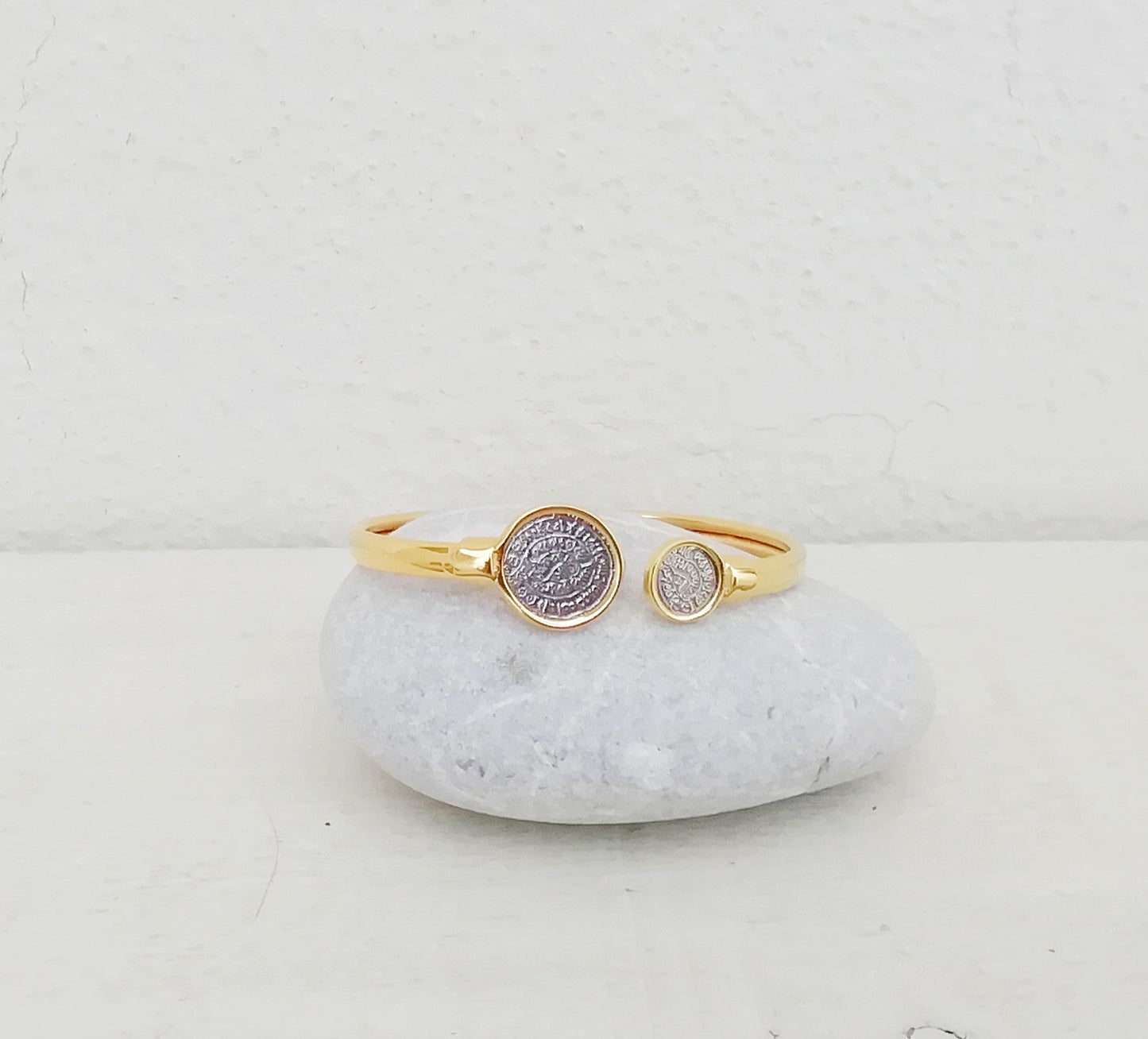 Gold Cuff Signet Bracelet, Ancient Greek Coin Bracelet